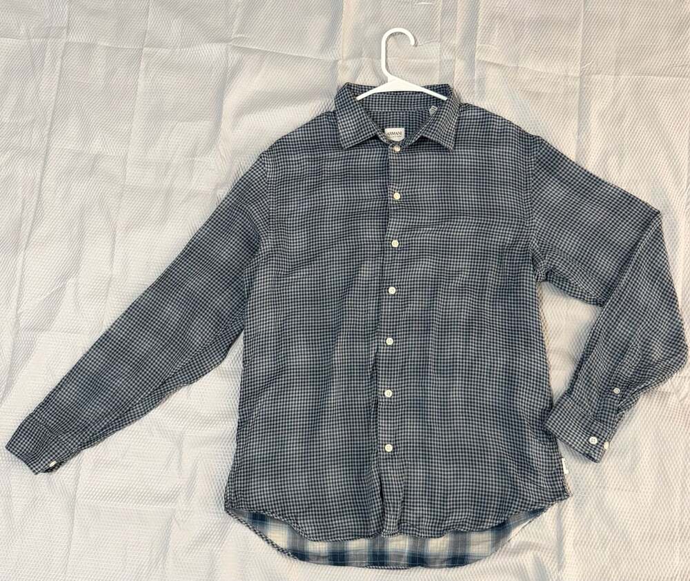 Men's Navy blue/checked Relaxed-Fit Cotton Shirt
